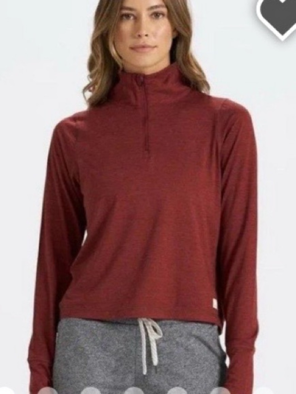 Vuori Maroon Half-Zip Pullover Size M PTP 16.5